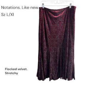 L/XL Y2k gothic, romantic, victorian flocked velvet skirt